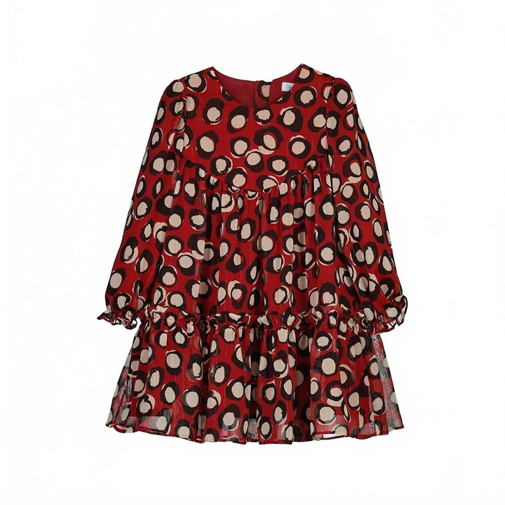 NEW ABEL & LULA girl's bambula printed dress in red multi